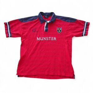 Live for Rugby Vintage Munster Ireland Embroidered‎ Rugby Jersey Red Men's XL